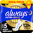 Binden Ultra Secure Night Extra mit Flügeln 5 Gigapack always