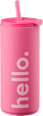 Trinkbecher mit Strohhalm "hello.", pink/rosé (500 ml) DESIGN LETTERS