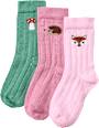 Socken mit Herbst-Motiv & Ripp-Struktur, rosa + grün, Gr. 27/29 ALANA