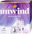 Unwind tusfürdő, deo spray, szappan és párologtató ajándékcsomag Dove