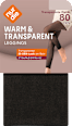 Leggings Warm & Transparent Strapazierfähig schwarz 80 DEN, Gr. 40-44 nur die