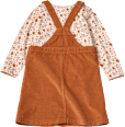 Set mit Langarmshirt mit Kürbis-Muster & Cord-Latzkleid, braun + rosa, Gr. 98 ALANA