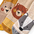 Socken mit Waldtier-Motiv, braun + beige + grau, Gr. 23/26 ALANA