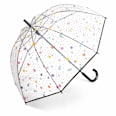 Дълъг прозрачен чадър с точки и звезди happy rain