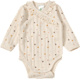 Wickelbody mit Ajour-Struktur & Blumen-Muster, beige, Gr. 62/68 ALANA