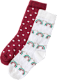 Socken mit Weihnachts-Regenbogen- & Punkte-Muster, weiß + rot, Gr. 29/31 ALANA