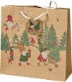 Geschenktasche, Schubkarre/Zweig/Wichtel, veredelt NK, midi, quadratisch Profissimo