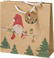 Geschenktasche, Schubkarre/Zweig/Wichtel, veredelt NK, midi, quadratisch Profissimo
