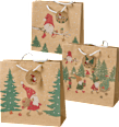Geschenktasche, Schubkarre/Zweig/Wichtel, veredelt NK, midi, quadratisch Profissimo