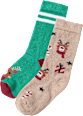 Socken mit Rentier-Muster, grün + beige, Gr. 23/26 ALANA