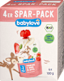 bio ovocný příkrm v sáčku jablko, hruška & jahoda 4x100g babylove
