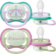 Schnuller ultra air Nighttime, grün/rosa,  0-6 Monate  PHILIPS AVENT