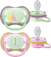 Schnuller ultra air nighttime Silikon, grün/rosa, 6-18 Monate PHILIPS AVENT