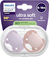 Schnuller ultra soft Silikon, lila/rosa, 6-18 Monate PHILIPS AVENT