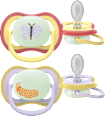 Schnuller ultra air nighttime Silikon, gelb/lila, 0-6 Monate PHILIPS AVENT