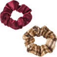 Scrunchies, Braun-kariert, Kirschrot ebelin