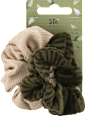 Gumičky do vlasov scrunchie - hnedá a zelená s-he stylecollection