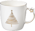 Kaffeebecher mit Sternchenhenkel & Baum, weiß-gold (360 ml) Dekorieren & Einrichten