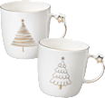 Kaffeebecher mit Sternchenhenkel & Baum, weiß-gold (360 ml) Dekorieren & Einrichten