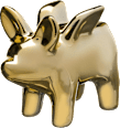 Keramikschwein mit Flügeln, glänzend gold Dekorieren & Einrichten