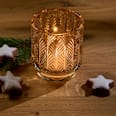 Kerzenhalter aus Glas, Ornamente, hellbraun BOLTZE