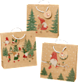 Geschenktasche, Schubkarre/Zweig/Wichtel, veredelt NK, midi, quadratisch Profissimo