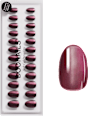 Künstliche Nägel Press Ons Short Round Glass Burgundy Doonails