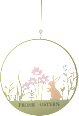Metallring "FROHE OSTERN" Hase & Blumen, pastell-grün Dekorieren & Einrichten