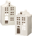 Windlicht aus Keramik, Giebelhaus, weiß-matt Dekorieren & Einrichten