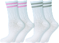 Socken mit Glitzer-Streifen weiß + grau + rosa Gr. 39-42 nur die
