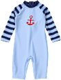 UV Badeoverall mit Streifen-Muster & Anker-Motiv, blau, Gr. 122/128 PUSBLU