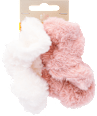 Szőrmés scrunchie (skunci) hajgumi szett, fehér és rózsaszín s-he stylecollection