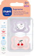 dudlík Supreme 0+m, fialový/růžový mam