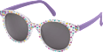 Sonnenbrille Kids, transparentes Gestell mit bunten Herzen & lilafarbene Bügel SUNDANCE