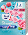 WC-tisztító és -illatosító korong Magic Twist, rózsa és licsi illattal Denkmit