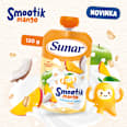 příkrm v sáčku Smootík mango, kokosové mléko a ovesné vločky Sunar