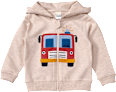 Sweatjacke mit Kapuze & Feuerwehr-Applikation, beige, Gr. 110 ALANA