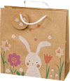Geschenktasche veredelt Herz/Blumen/Hase mit Blume, midi, quadratisch Profissimo
