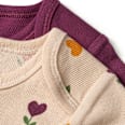 Bodys Kurzarm mit Herz-Muster, beige + lila, Gr. 74/80 ALANA