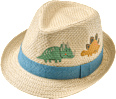 Strohhut mit Dino-Motiv, beige, Gr. 48/49 PUSBLU