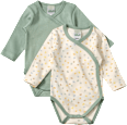 Wickelbodys Langarm, grün + weiß, Gr. 50/56 ALANA