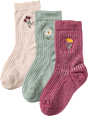 Socken mit Blumen-Applikation, rosa + grün + lila, Gr. 27/29 ALANA