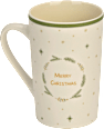 Kaffeebecher Kranzmotiv mit Spruch "MEERY CHRISTMAS", weiß-mint-gold Dekorieren & Einrichten