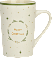Kaffeebecher Kranzmotiv mit Spruch "MEERY CHRISTMAS", weiß-mint-gold Dekorieren & Einrichten