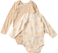Bodys Langarm mit Sonnen-Muster, beige, Gr. 74/80 ALANA