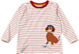 Langarmshirt mit Ringel-Muster & Dackel-Applikation, rot & weiß, Gr. 98 ALANA