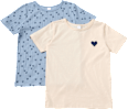 T-Shirts mit Herz-Muster & 3D-Herz-Print, beige + blau, Gr. 134 ALANA