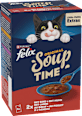 Nassfutter Katze mit Rind, Huhn & Lamm, Original Soup Time Multipack (6x48 g) Felix