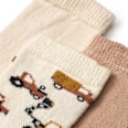 Socken mit Baustellen-Muster, beige + braun, Gr. 19/22 ALANA