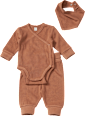 Set mit Wickelbody, Hose & Halstuch in Waffel-Struktur, braun, Gr. 50/56 ALANA